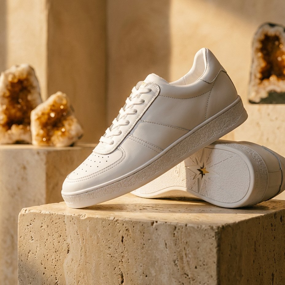 Geode Manifest Sneaker in White/Leather Ladies